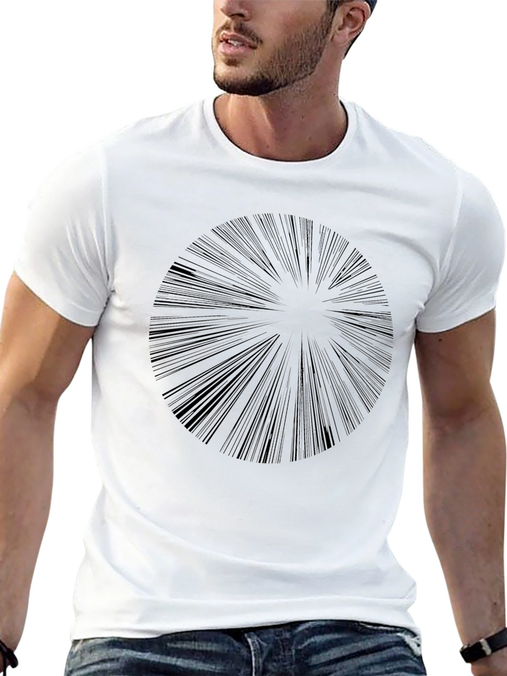Abstract Radial Burst Black T-Shirt