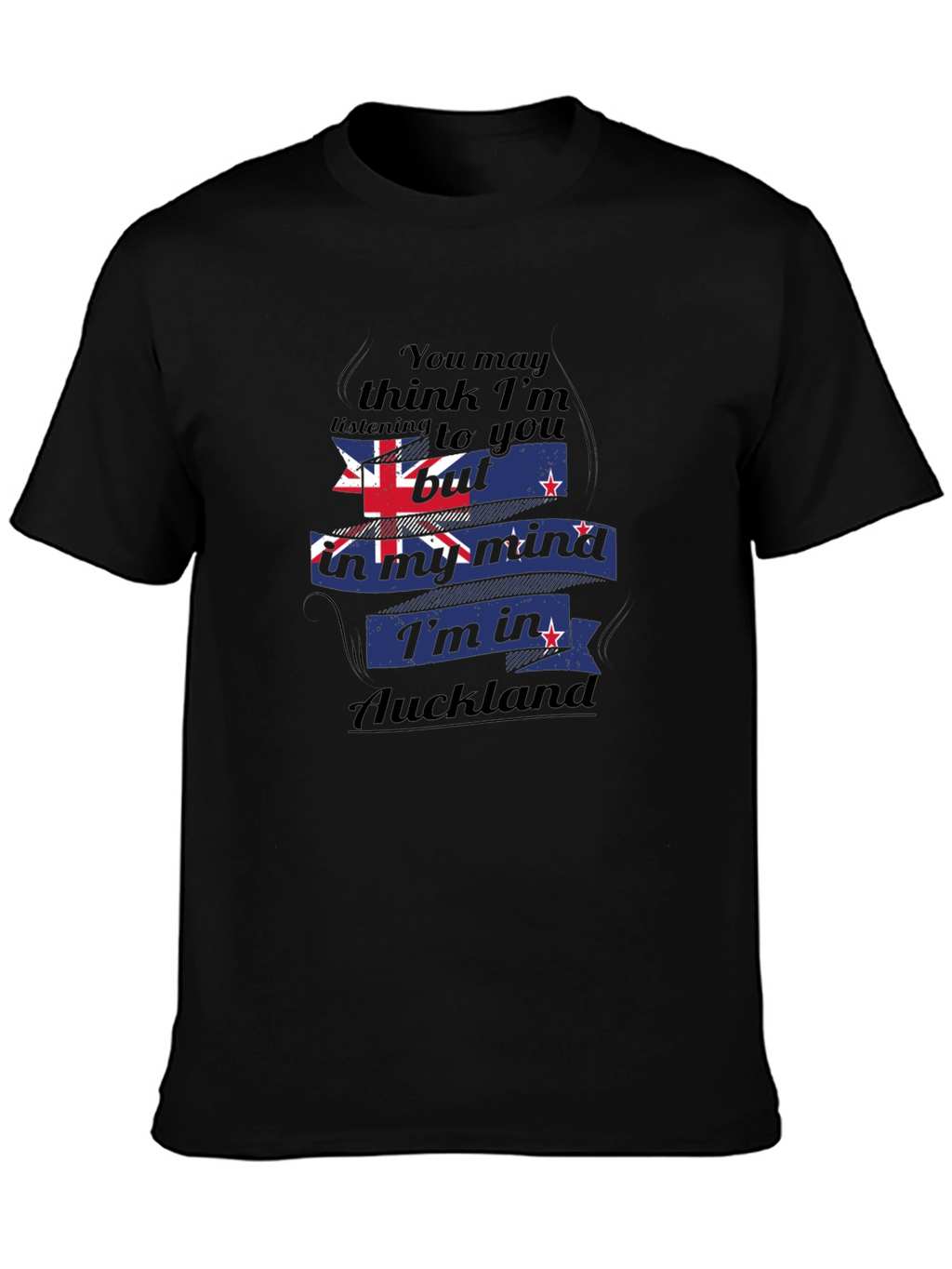 Auckland Mind T-Shirt: Black Cotton Blend Tee