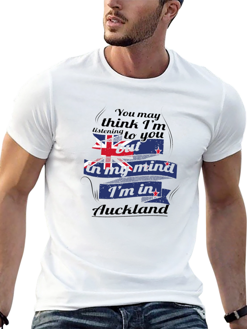 Auckland Mind T-Shirt: Black Cotton Blend Tee