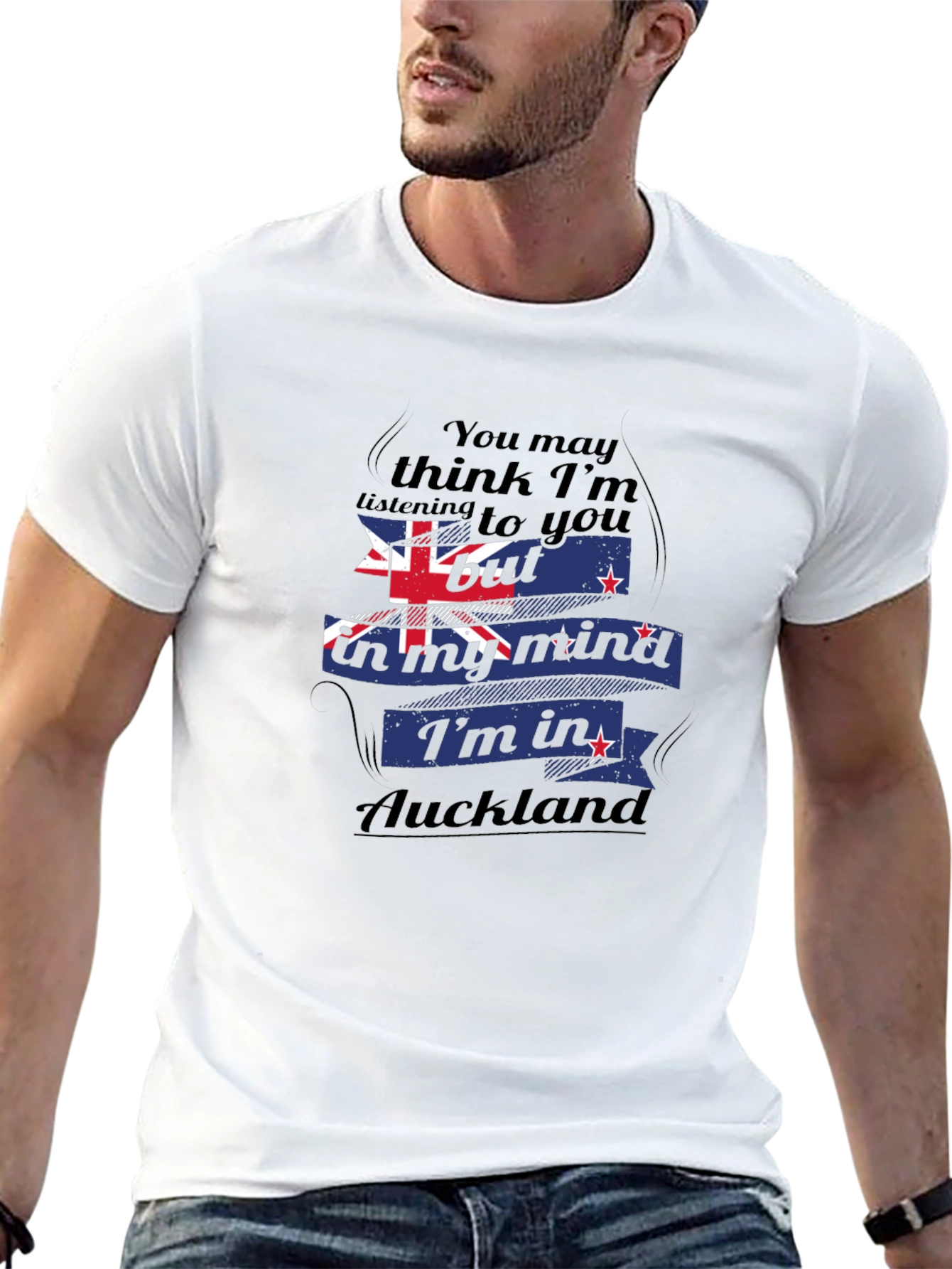 Auckland Mind T-Shirt: Black Cotton Blend Tee