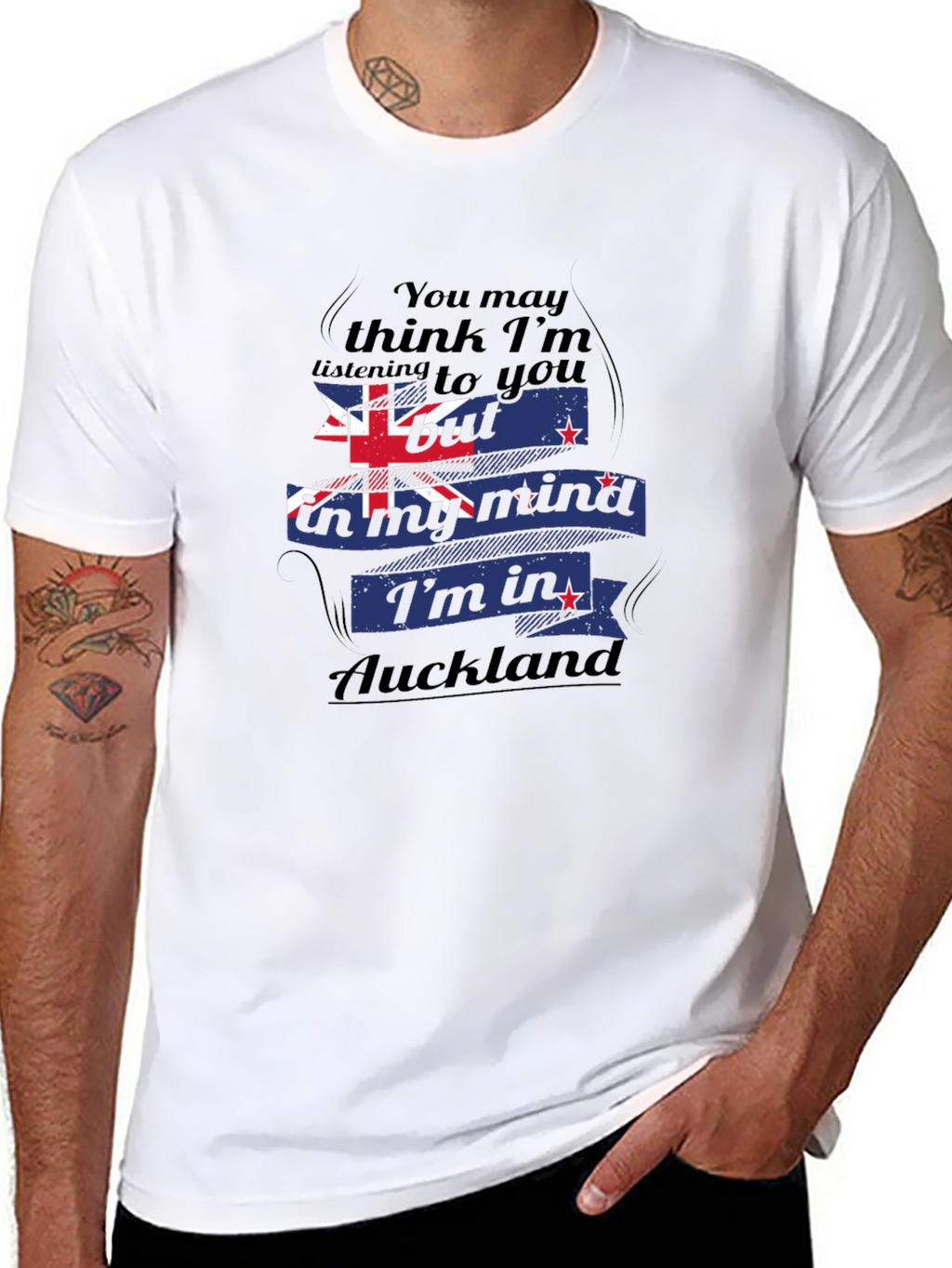 Auckland Mind T-Shirt: Black Cotton Blend Tee