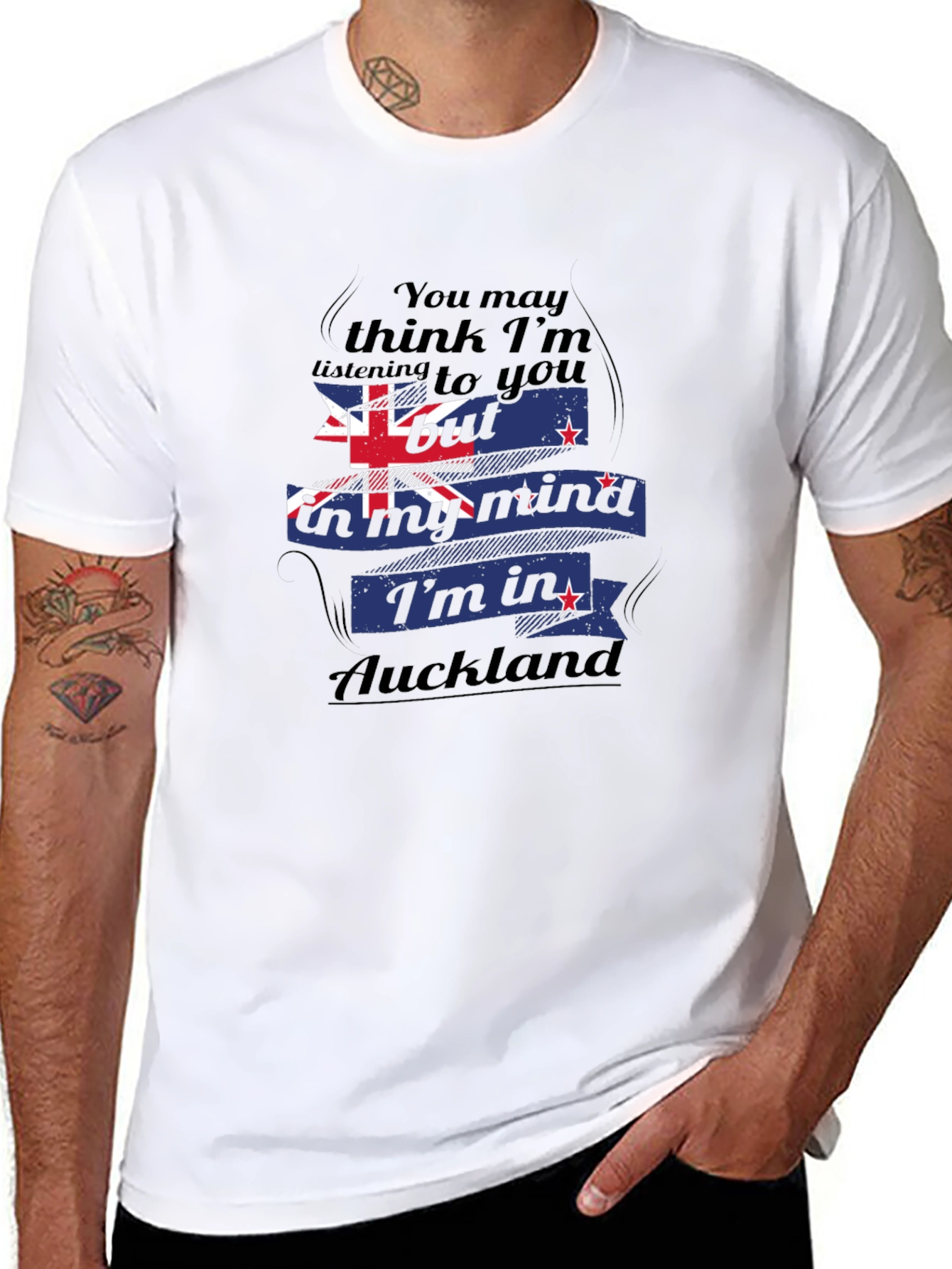 Auckland Mind T-Shirt: Black Cotton Blend Tee