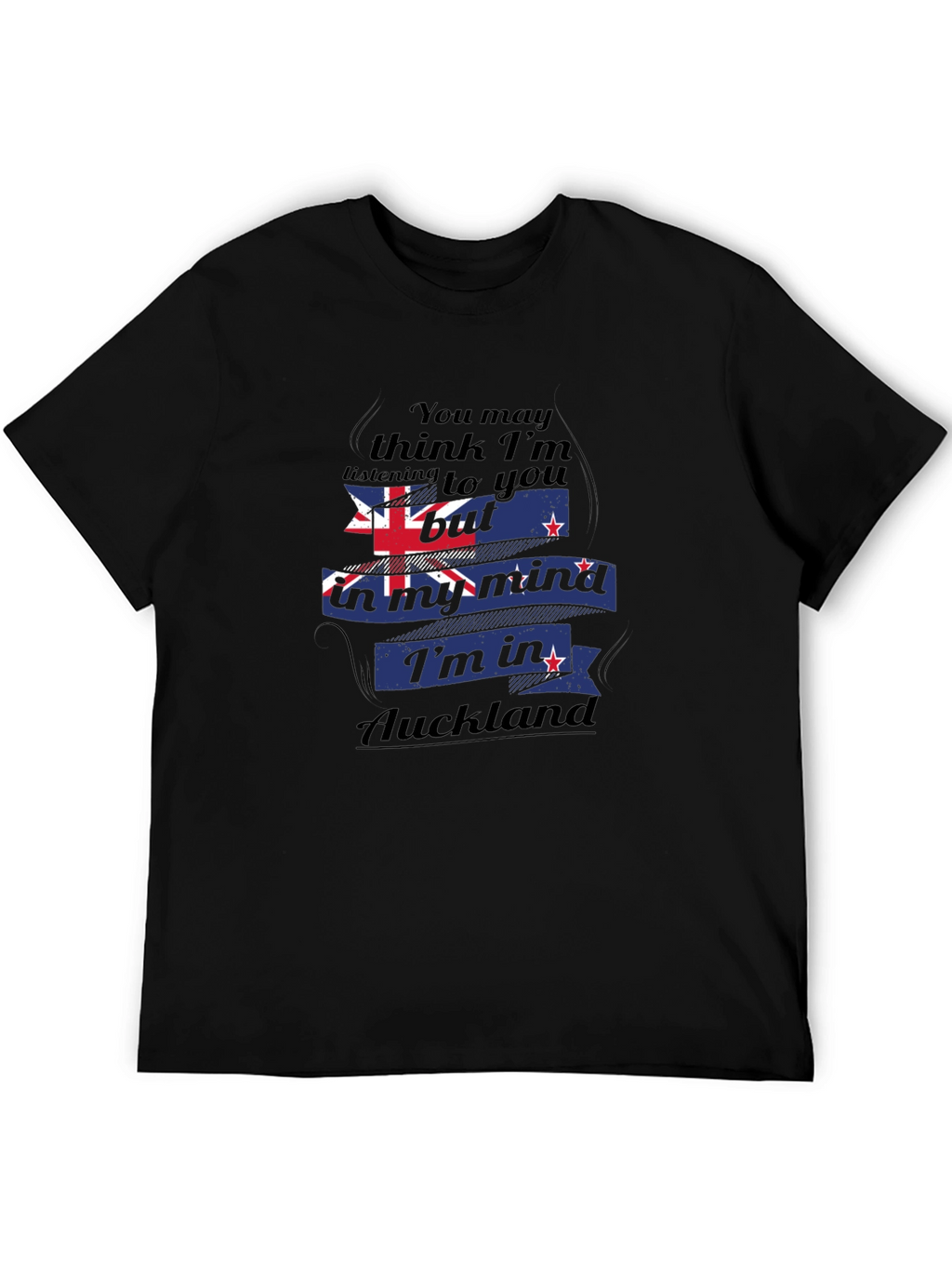 Auckland Mind T-Shirt: Black Cotton Blend Tee