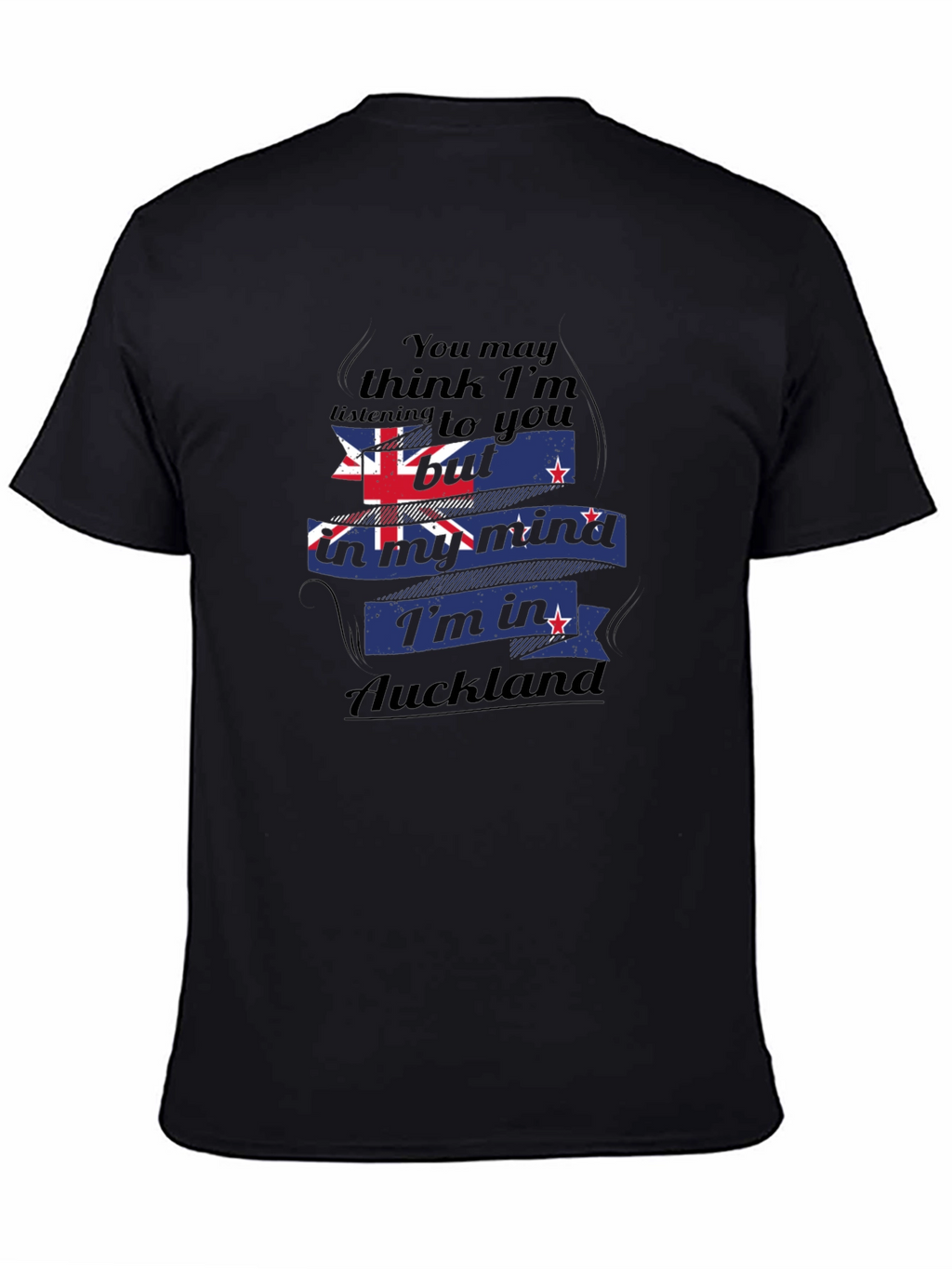 Auckland Mind T-Shirt: Black Cotton Blend Tee