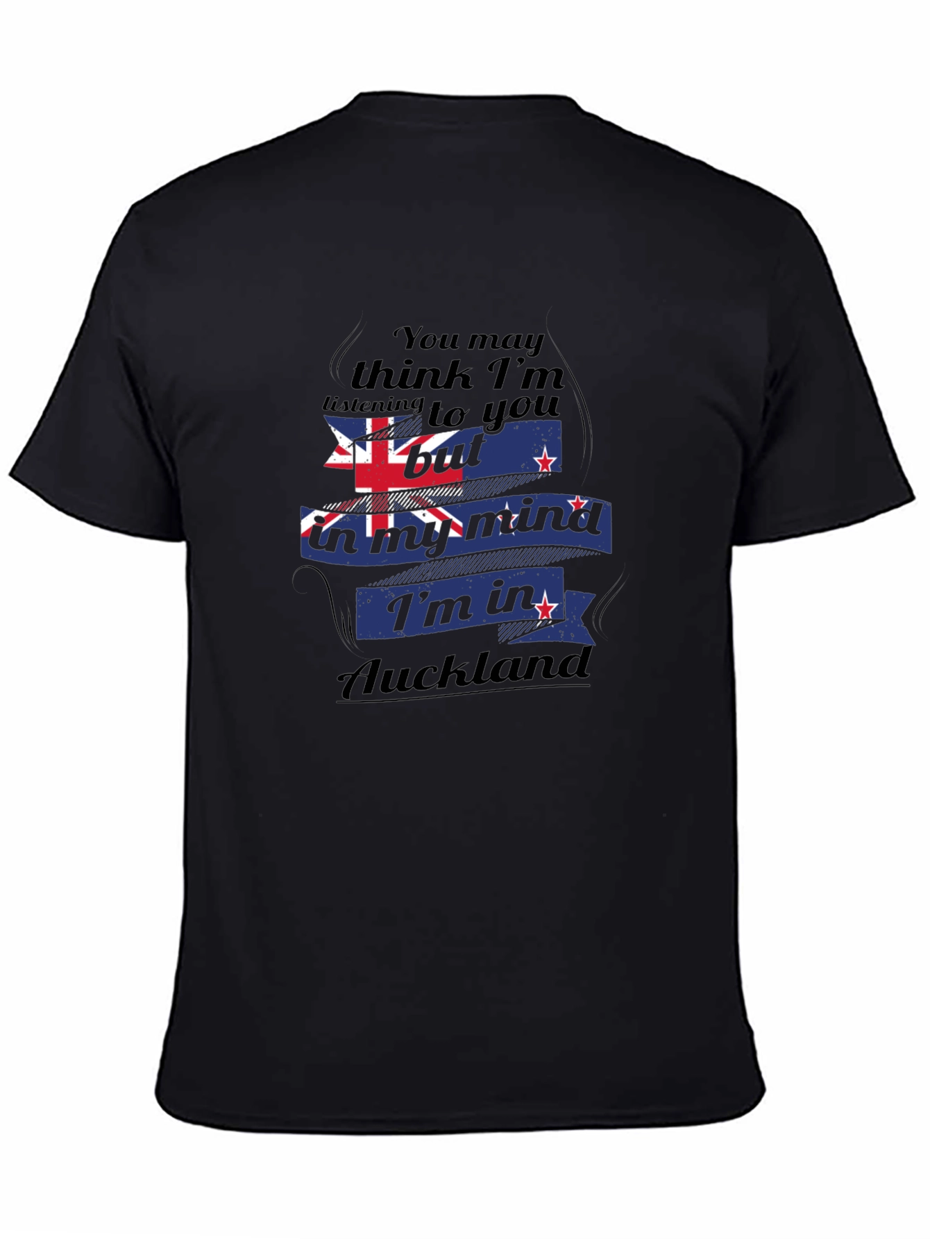 Auckland Mind T-Shirt: Black Cotton Blend Tee