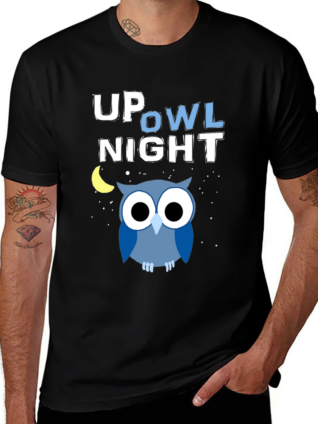 Up Owl Night Graphic Tee - Midnight Blue