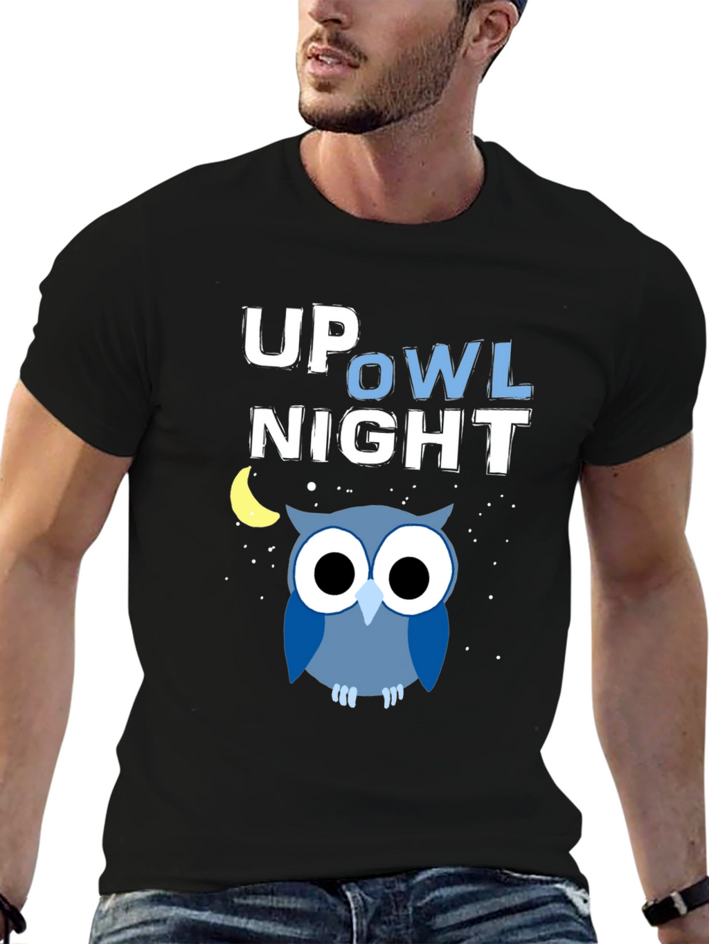 Up Owl Night Graphic Tee - Midnight Blue