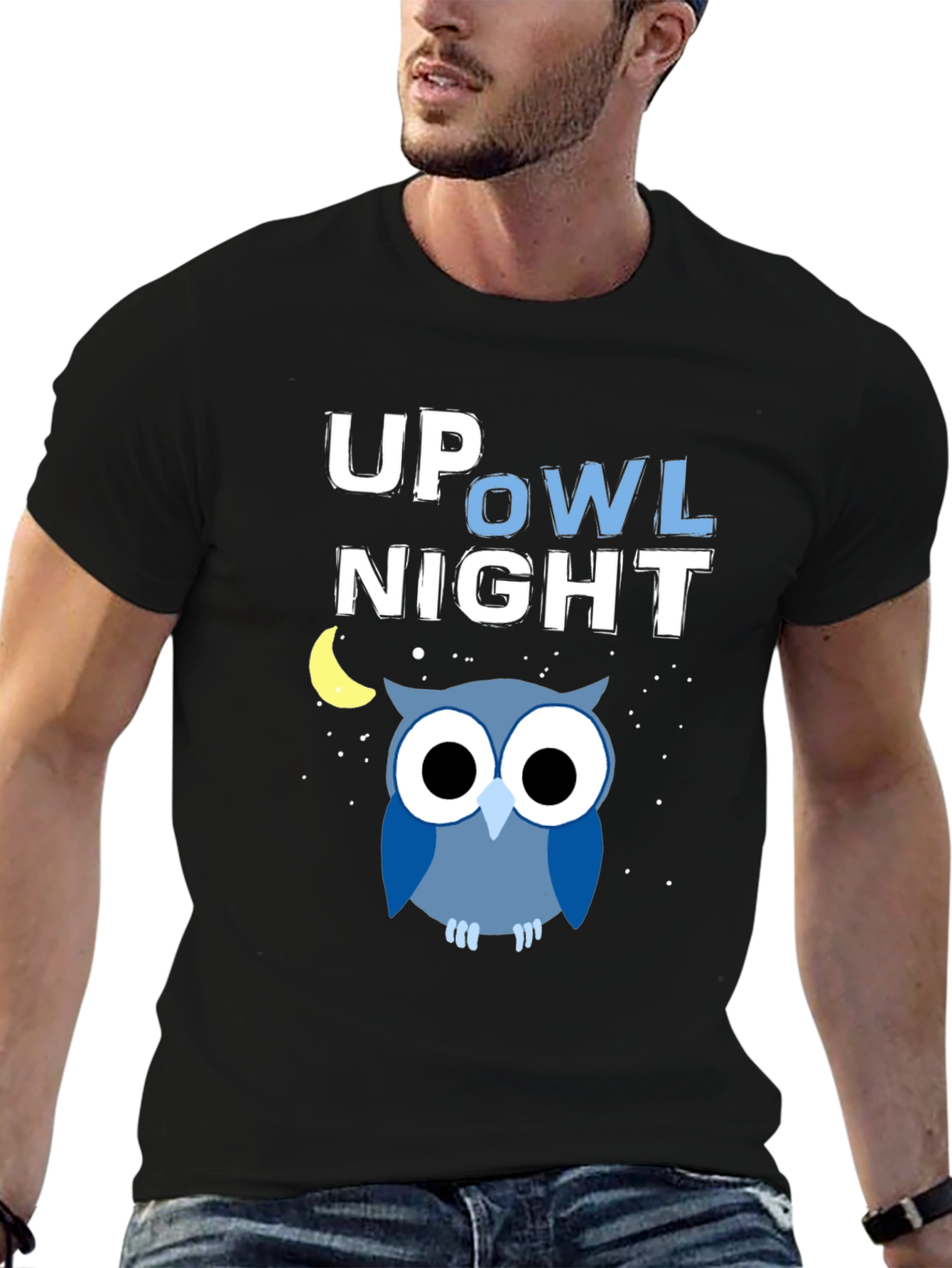 Up Owl Night Graphic Tee - Midnight Blue