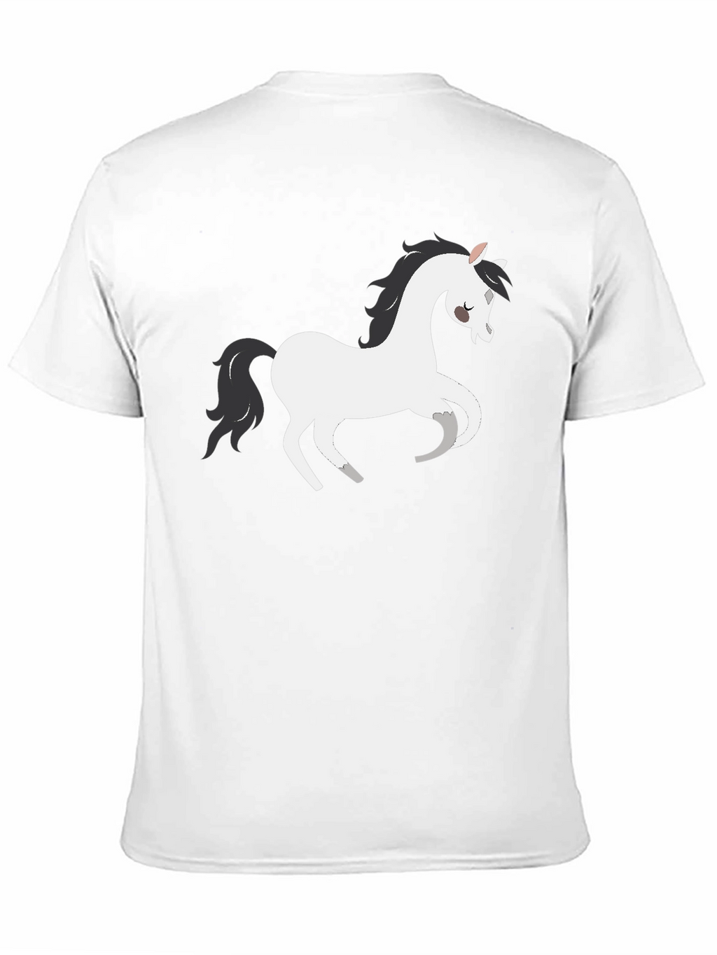 Black T-Shirt with White Cartoon Horse
