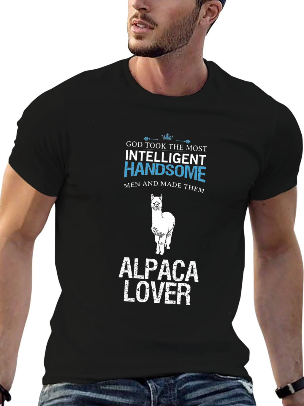 Alpaca Lover T-Shirt - Intelligent Handsome Mens Tee