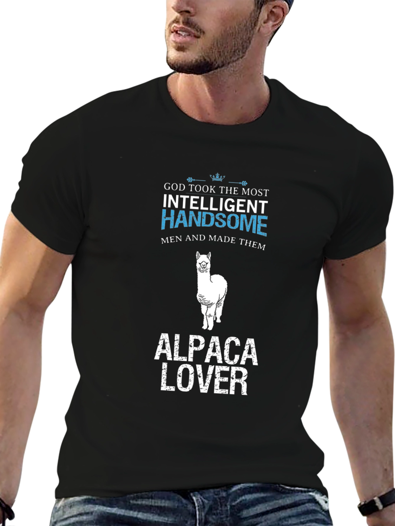Alpaca Lover T-Shirt - Intelligent Handsome Mens Tee