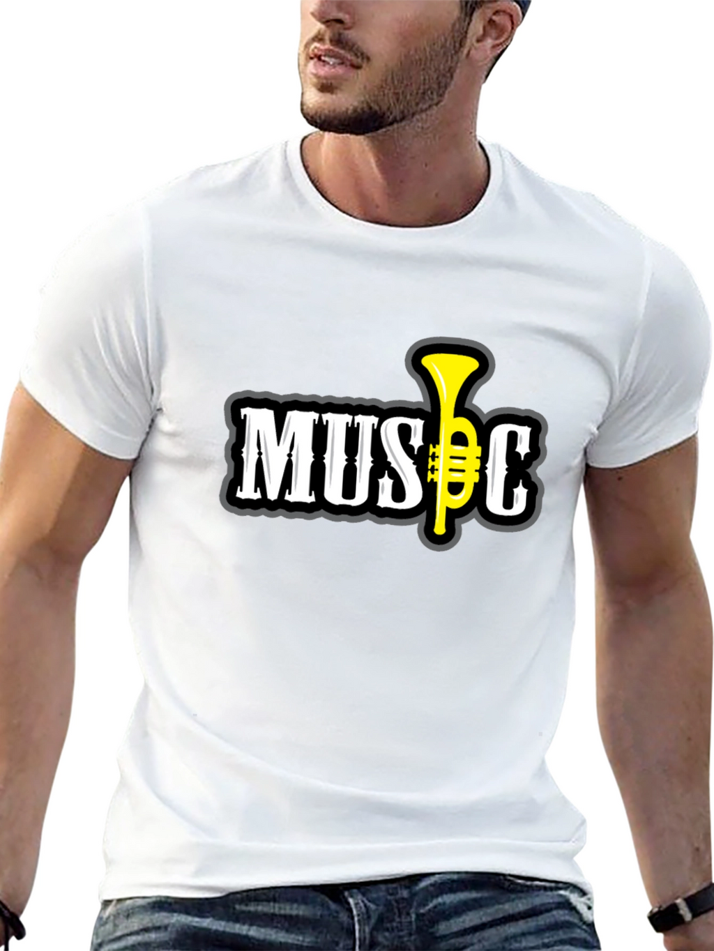 Music Graphic T-Shirt - Short Sleeve Black