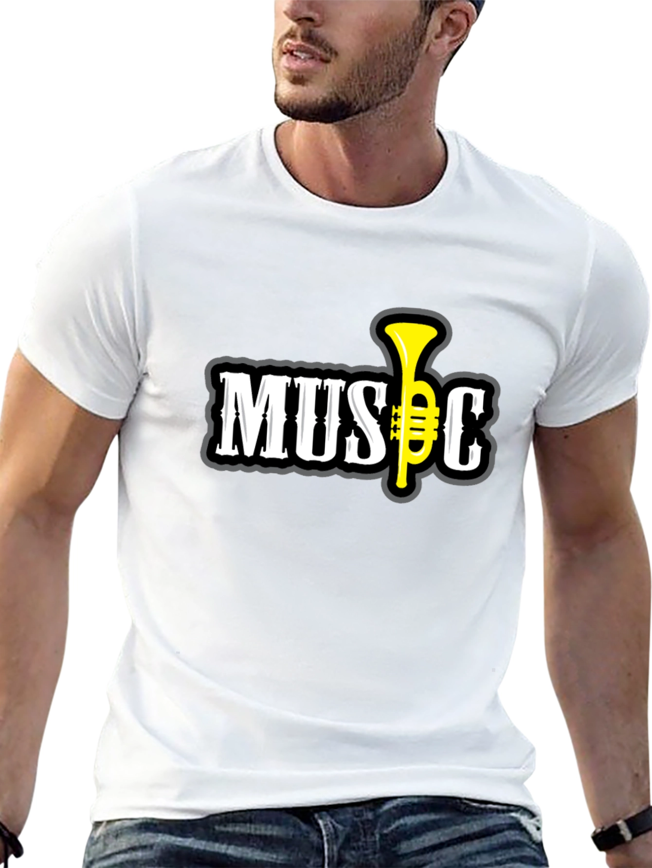 Music Graphic T-Shirt - Short Sleeve Black