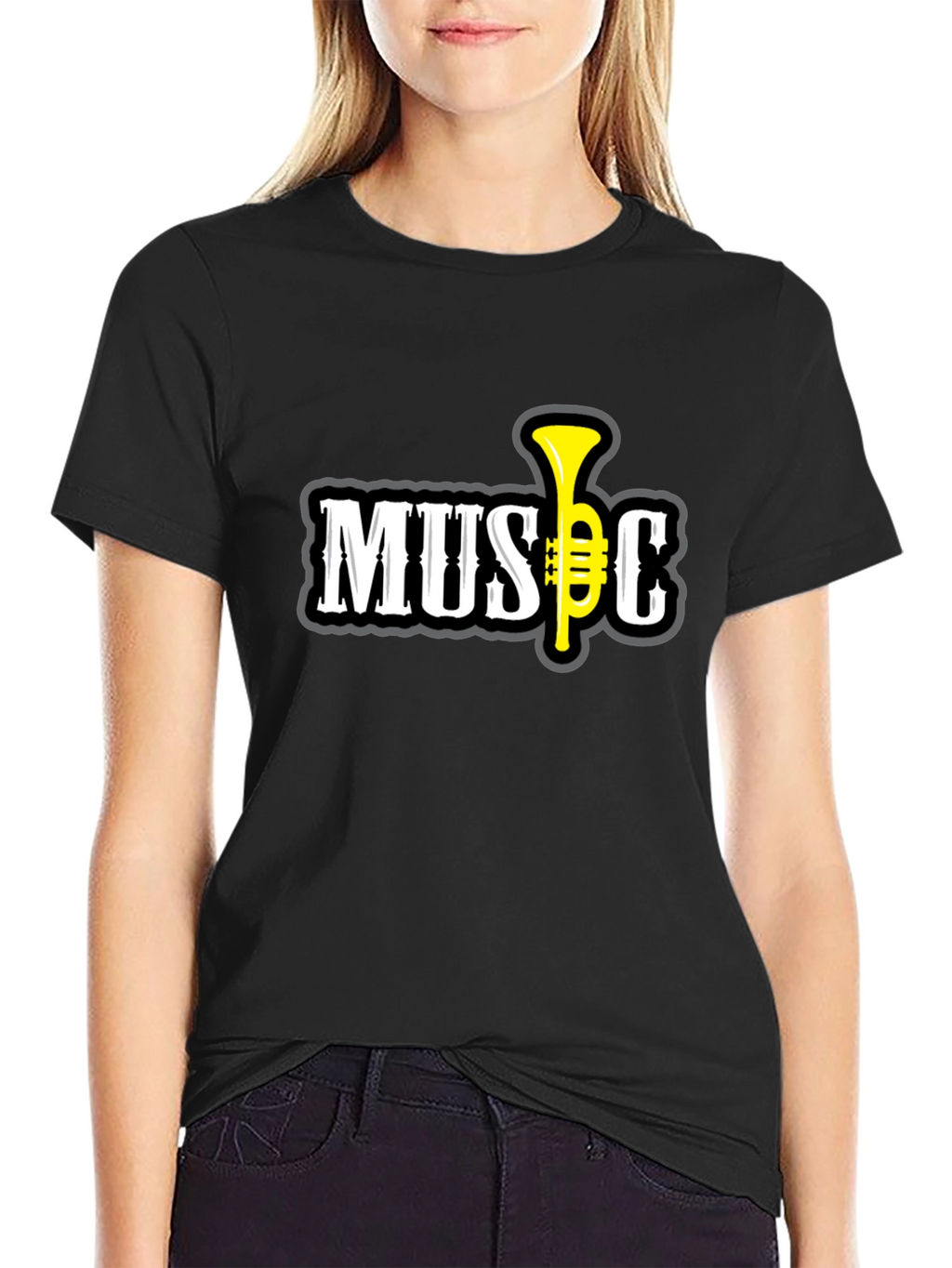 Music Graphic T-Shirt - Short Sleeve Black