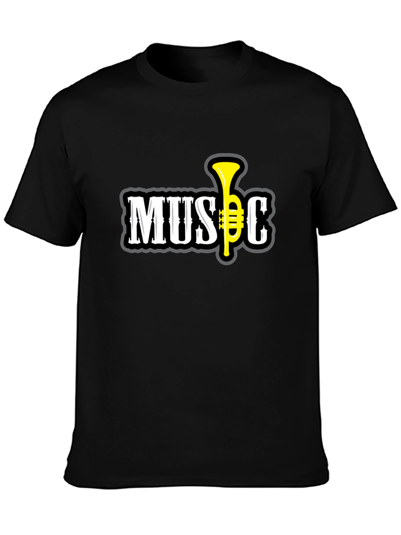Music Graphic T-Shirt - Short Sleeve Black