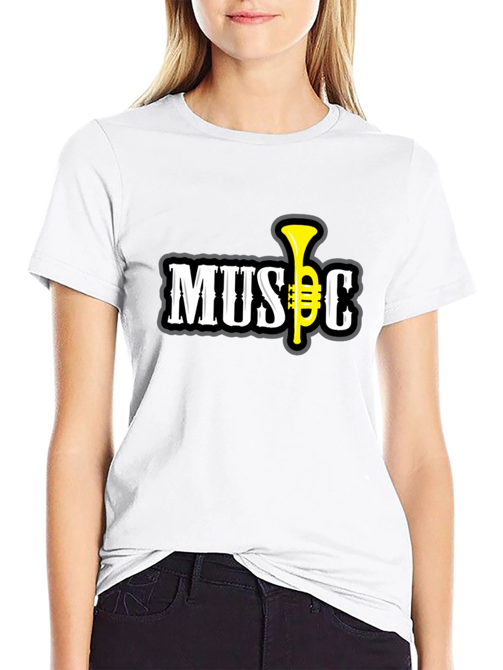 Music Graphic T-Shirt - Short Sleeve Black