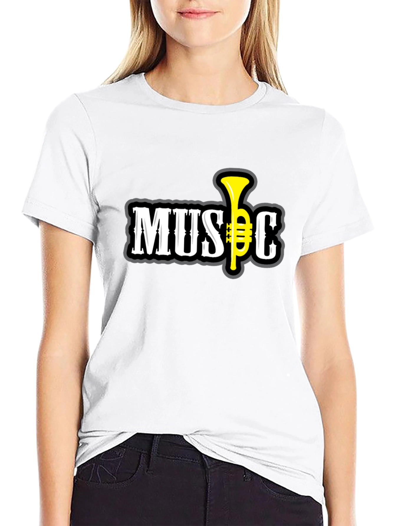 Music Graphic T-Shirt - Short Sleeve Black