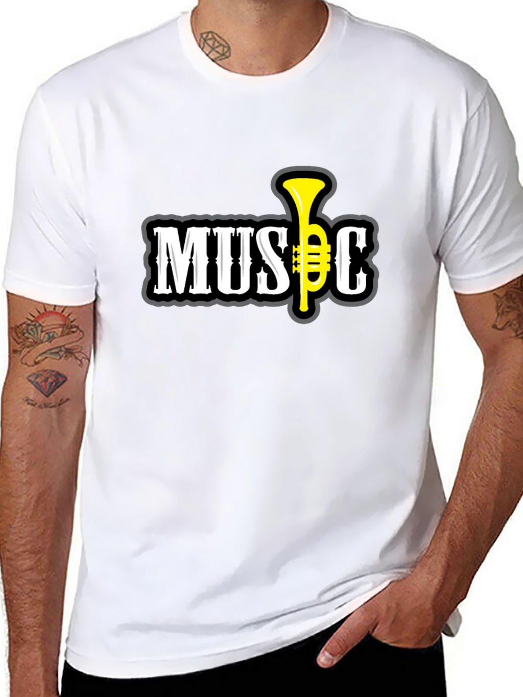 Music Graphic T-Shirt - Short Sleeve Black