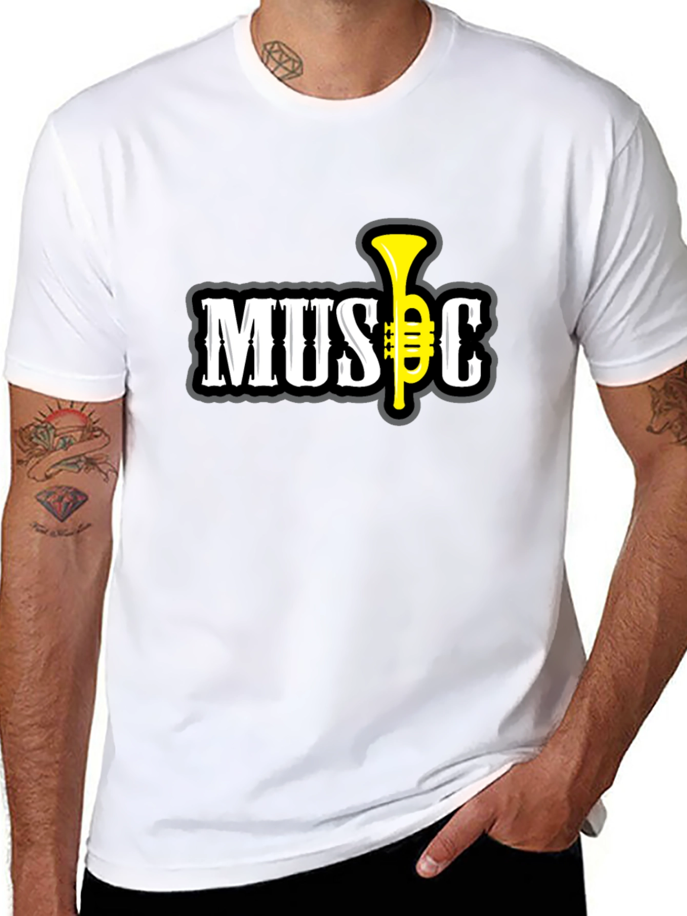 Music Graphic T-Shirt - Short Sleeve Black