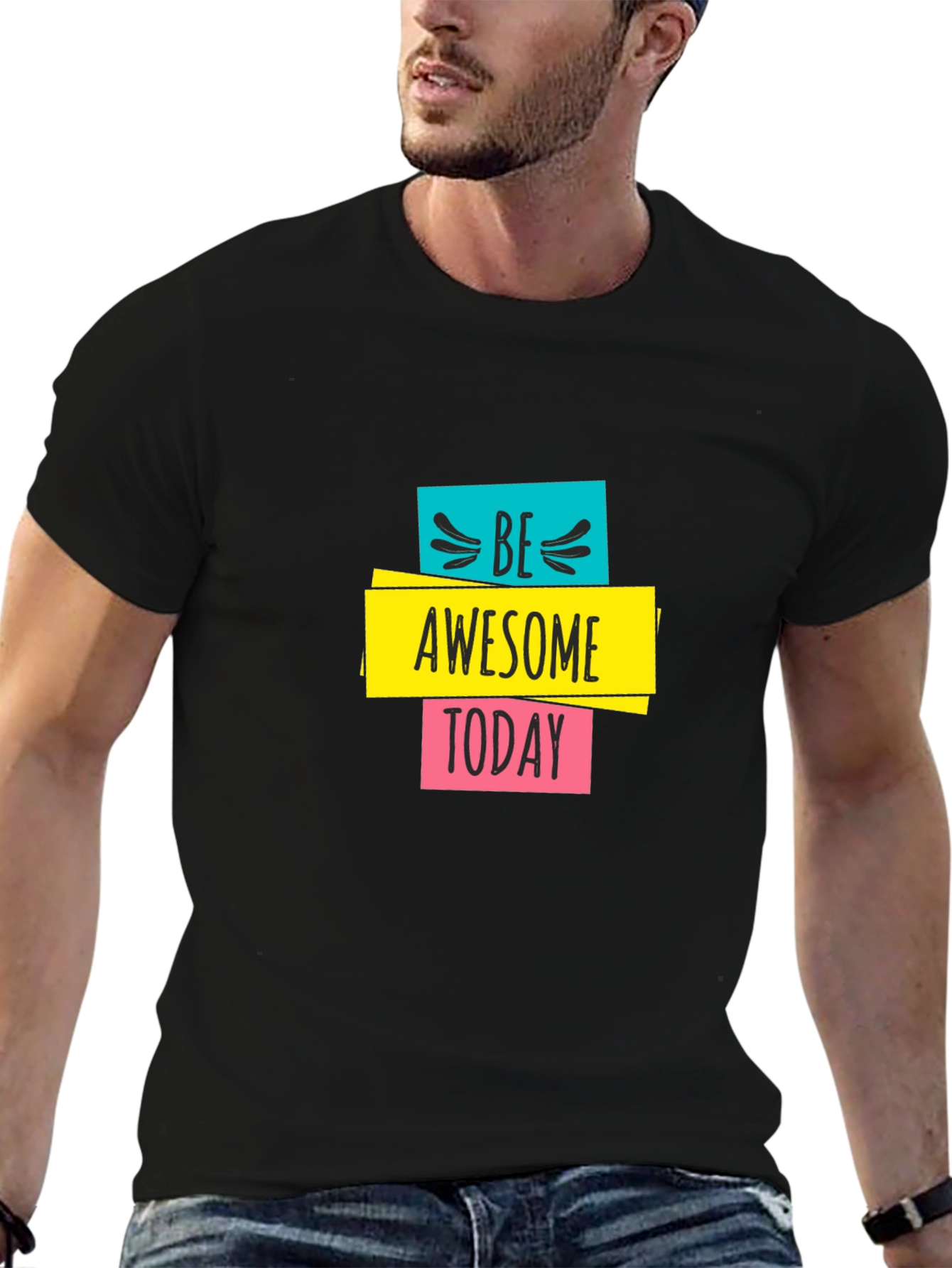 Be Awesome Today Graphic Black T-Shirt