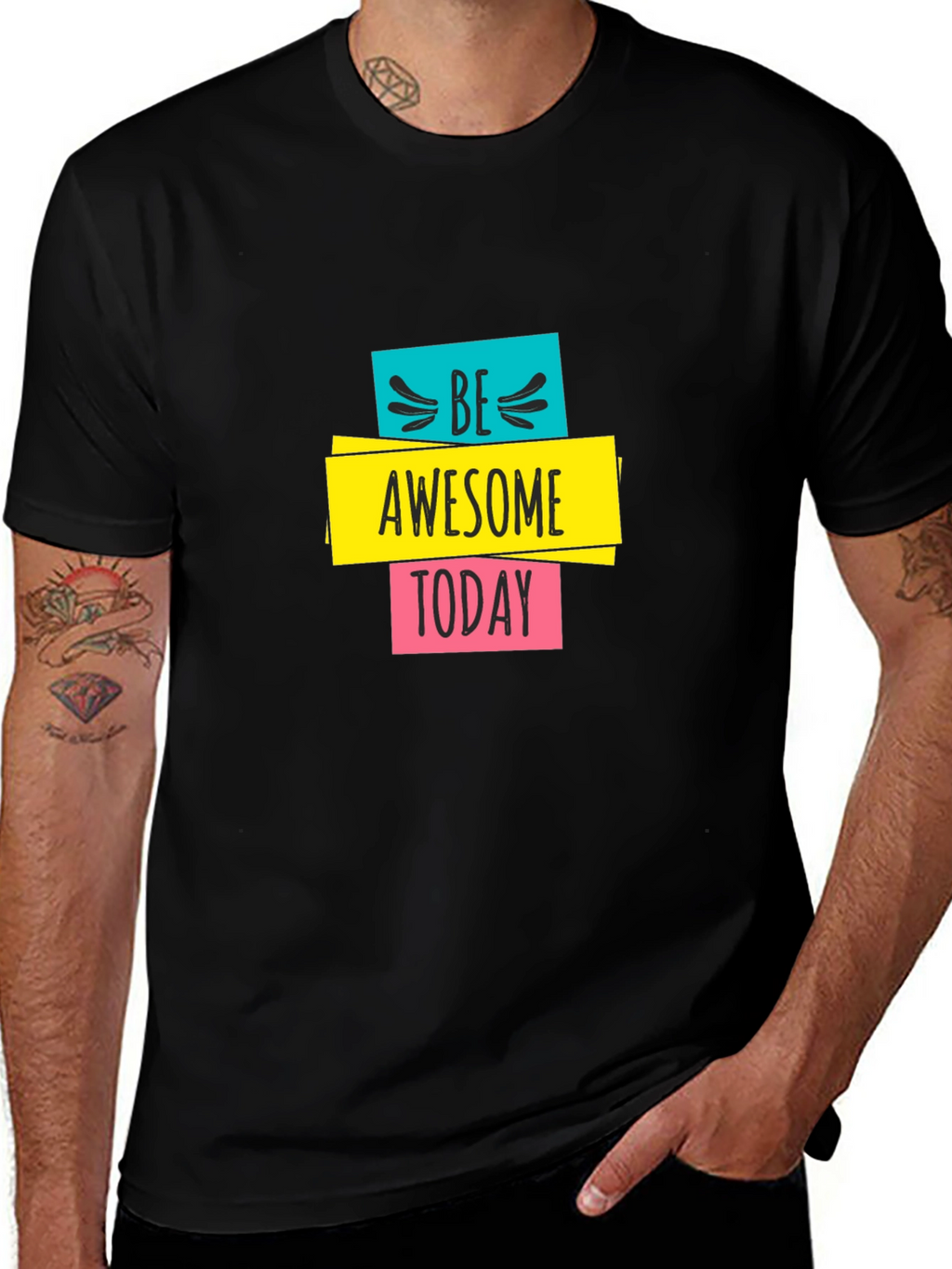 Be Awesome Today Graphic Black T-Shirt
