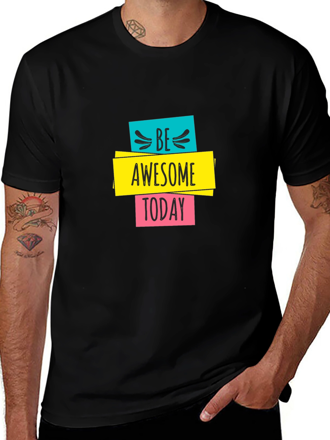 Be Awesome Today Graphic Black T-Shirt