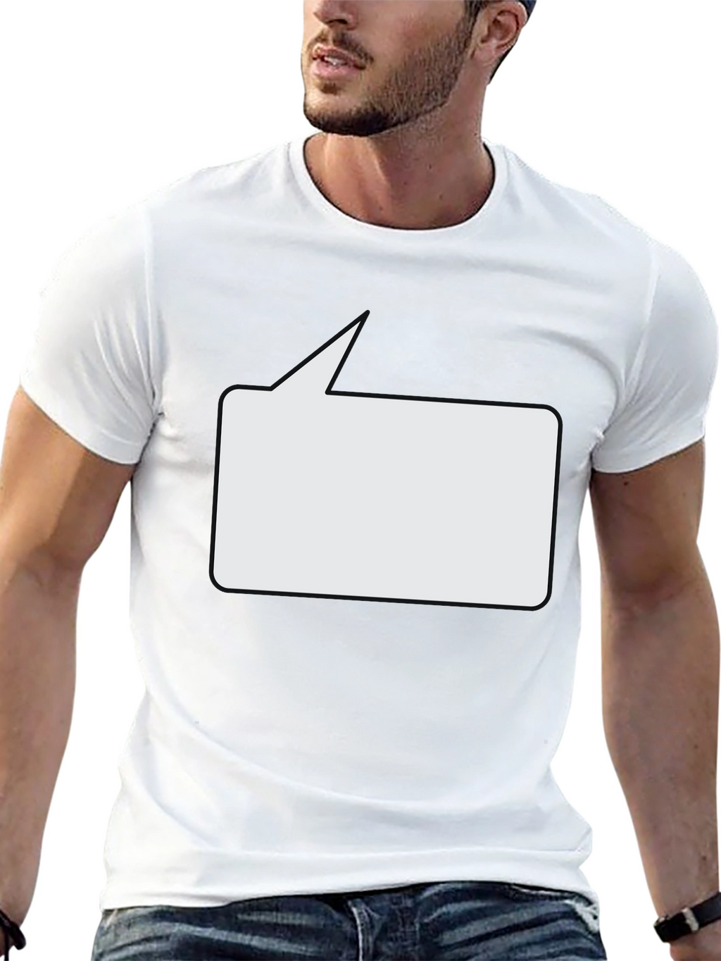 Black T-Shirt with Speech Bubble