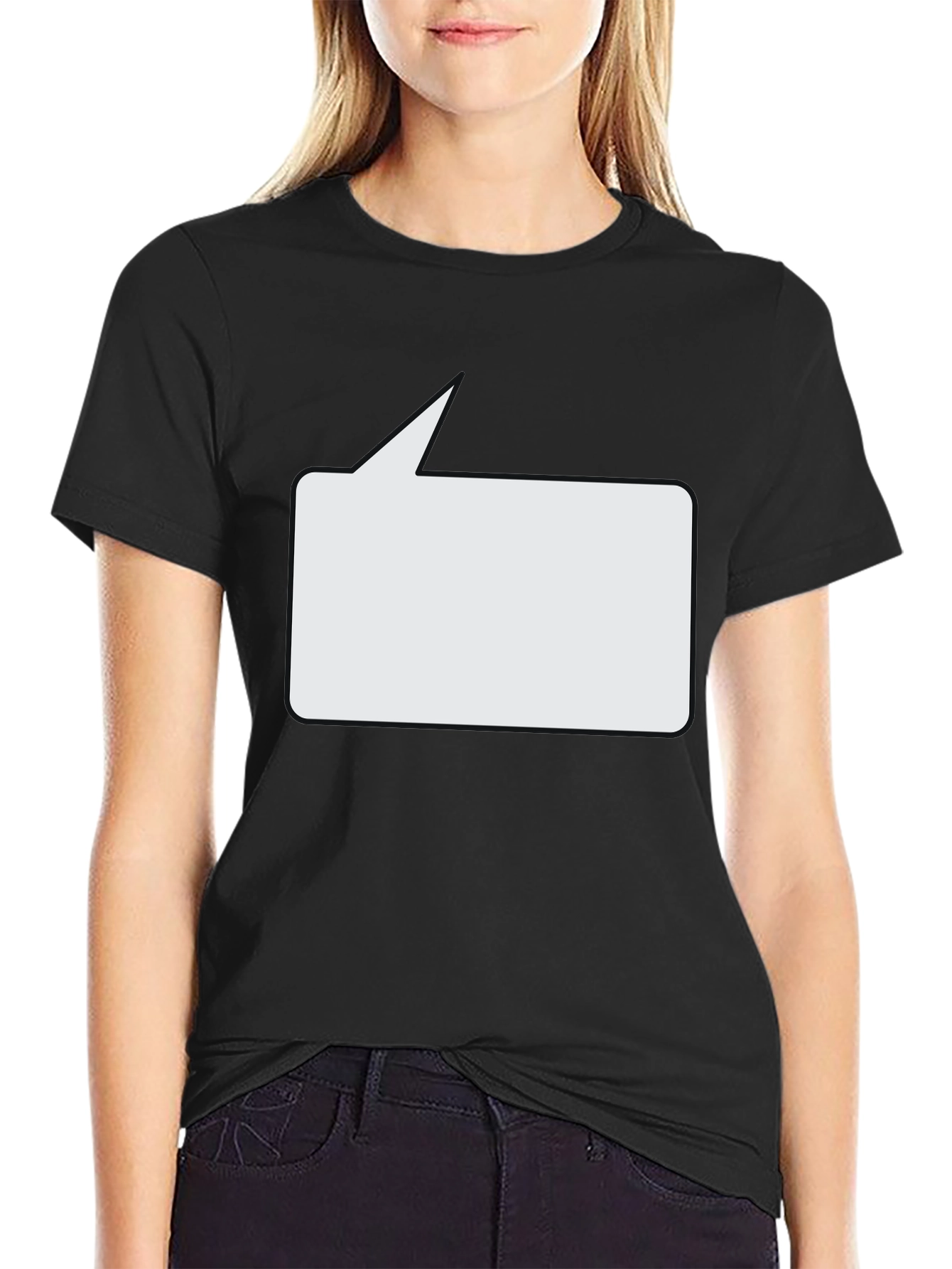 Black T-Shirt with Speech Bubble