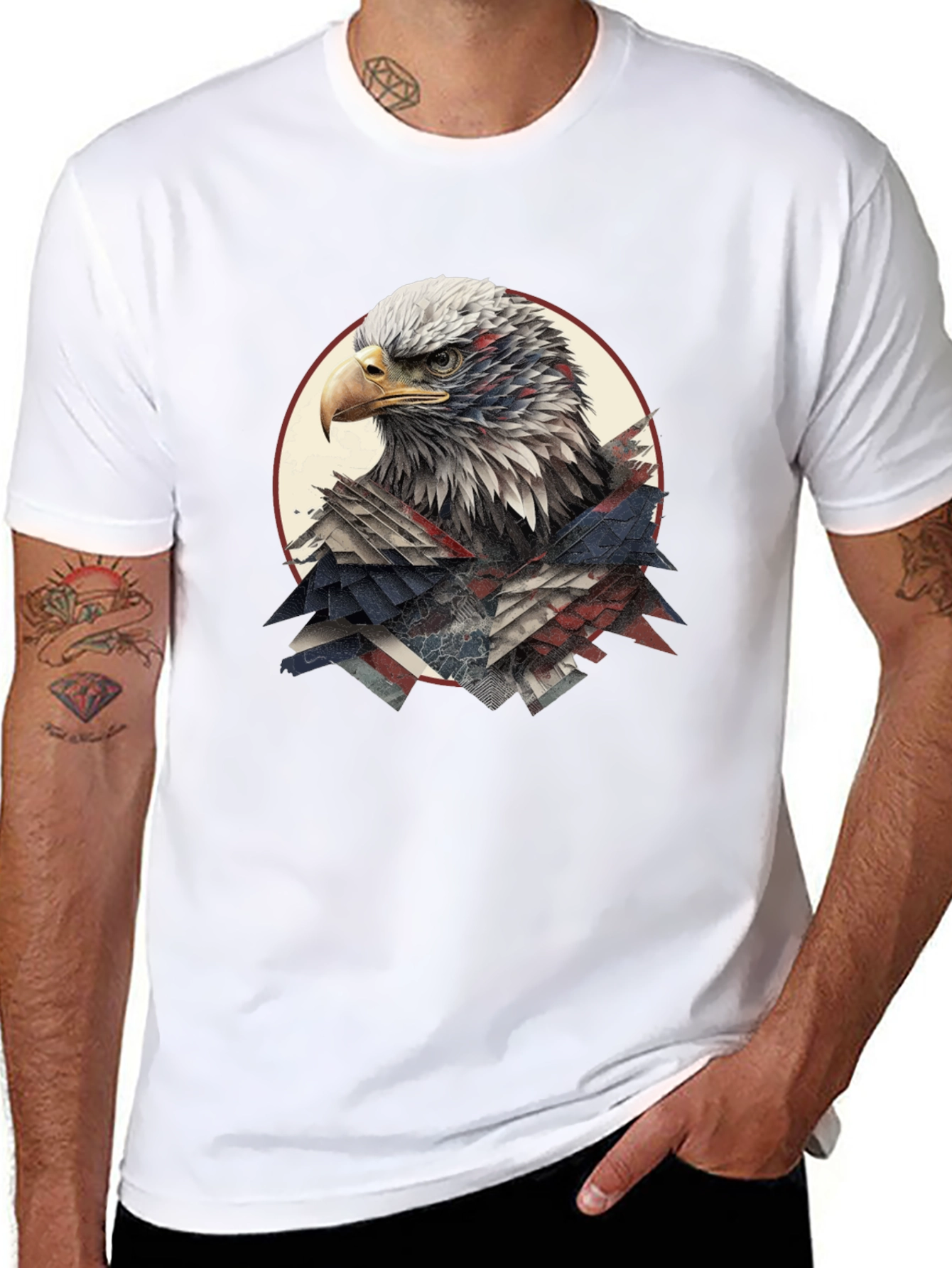 American Eagle Graphic Print Mens Black T-Shirt