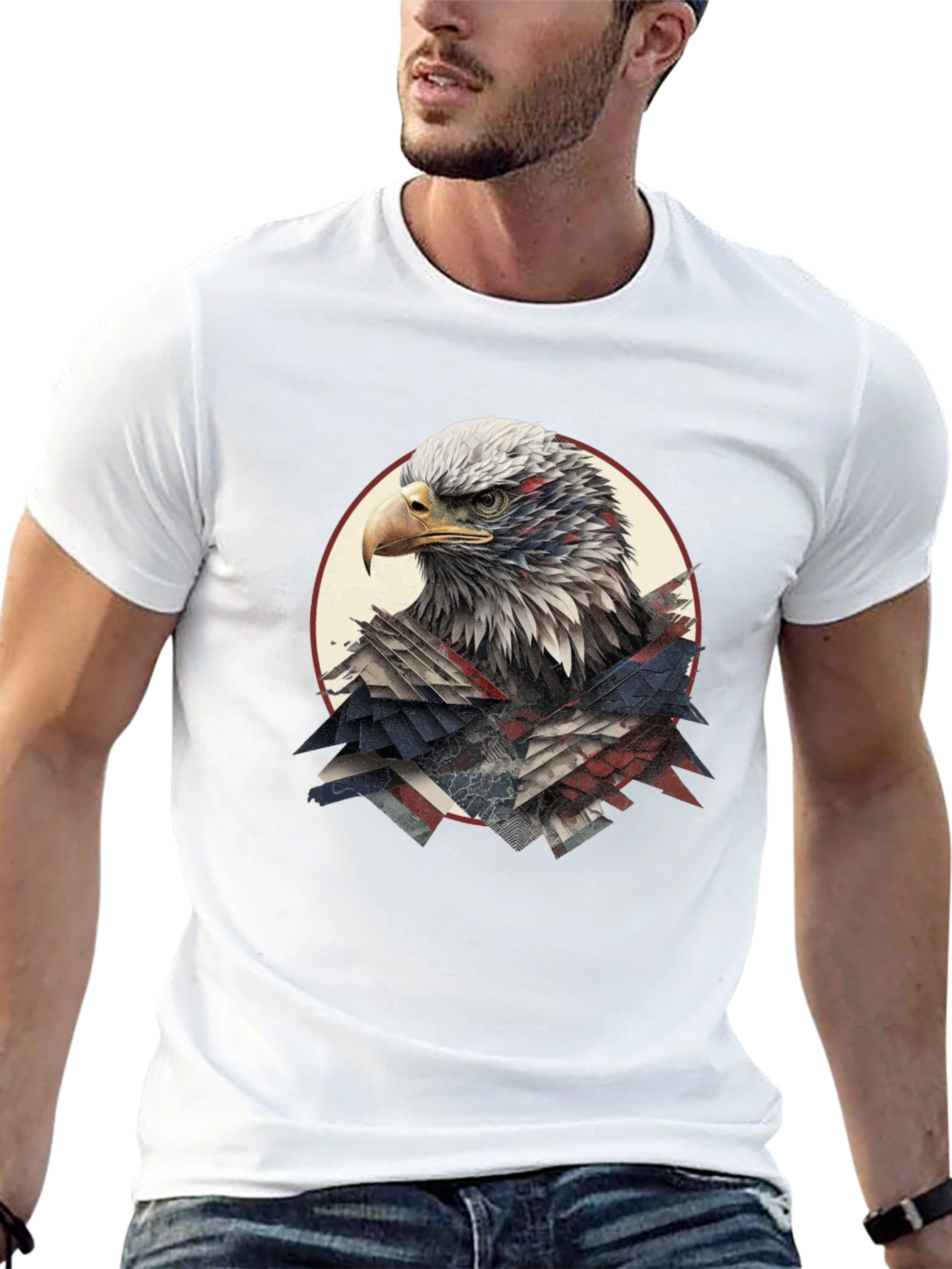 American Eagle Graphic Print Mens Black T-Shirt