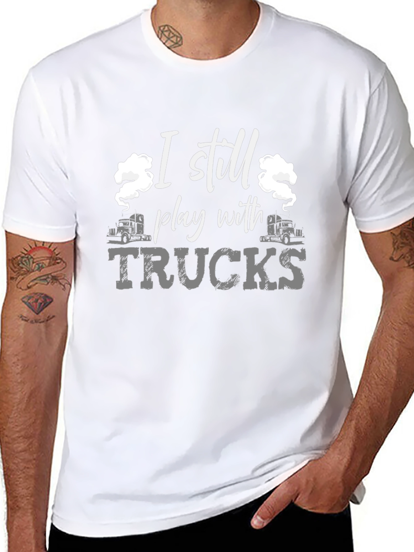I Still Play With Trucks Black T-Shirt