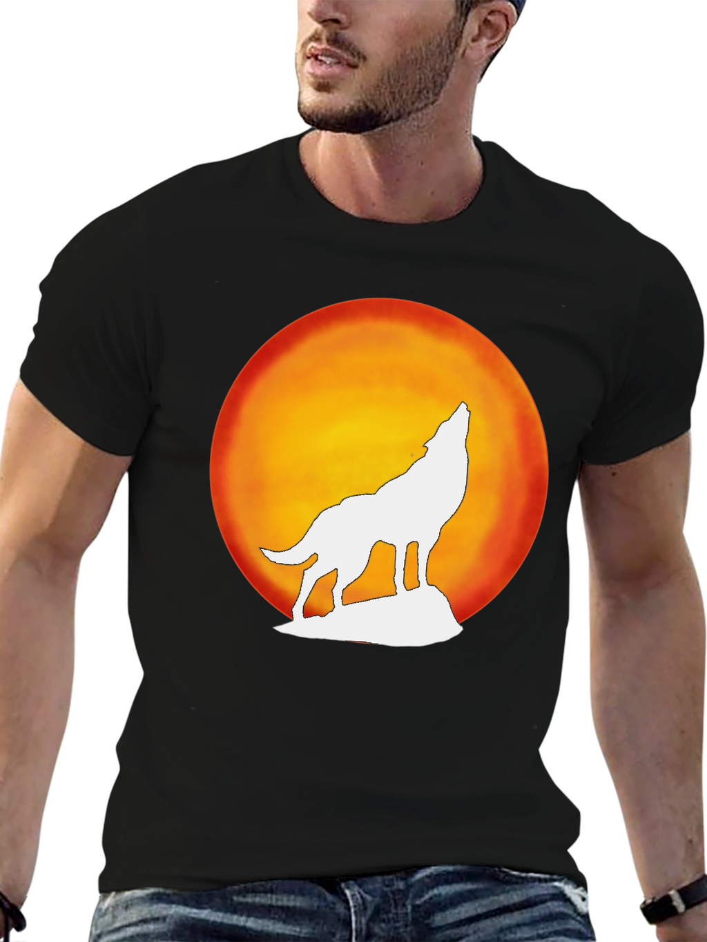 Wolf Howling Moon Graphic Tee