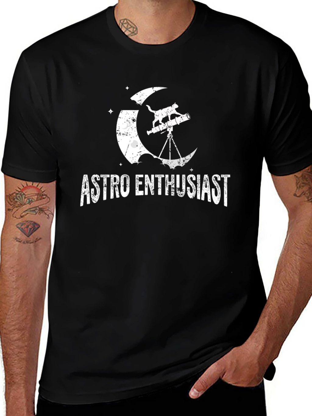 Astro Enthusiast Cat Telescope T-Shirt