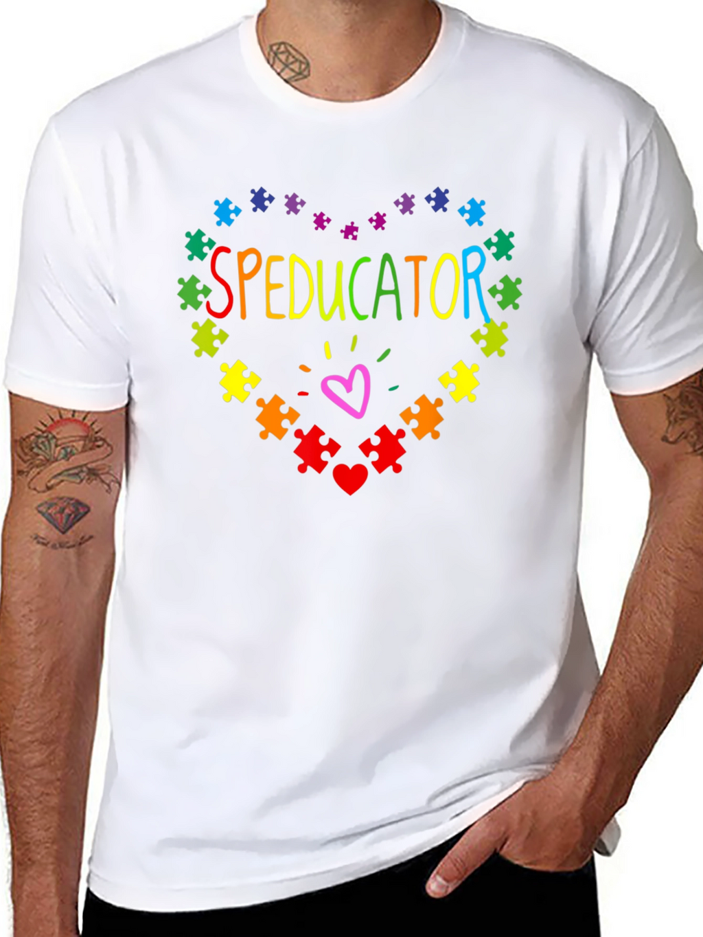 Speducator Autism Awareness Puzzle Heart T-Shirt