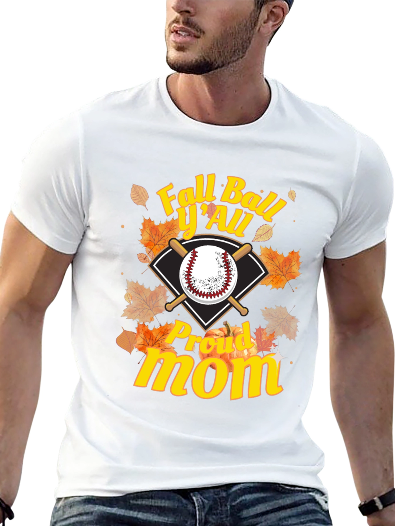 Fall Ball Yall Proud Mom Graphic Tee