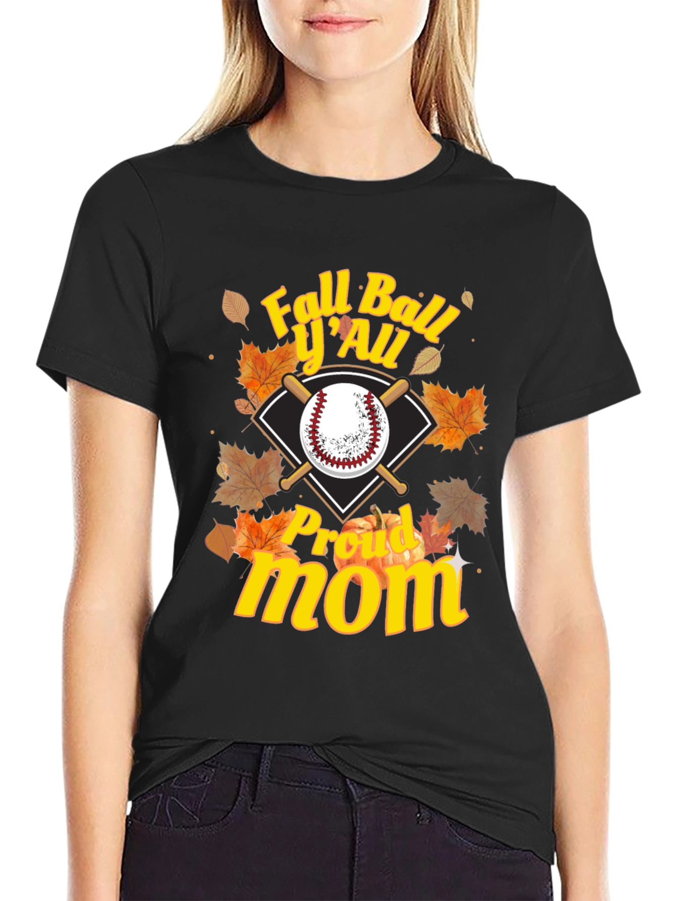 Fall Ball Yall Proud Mom Graphic Tee