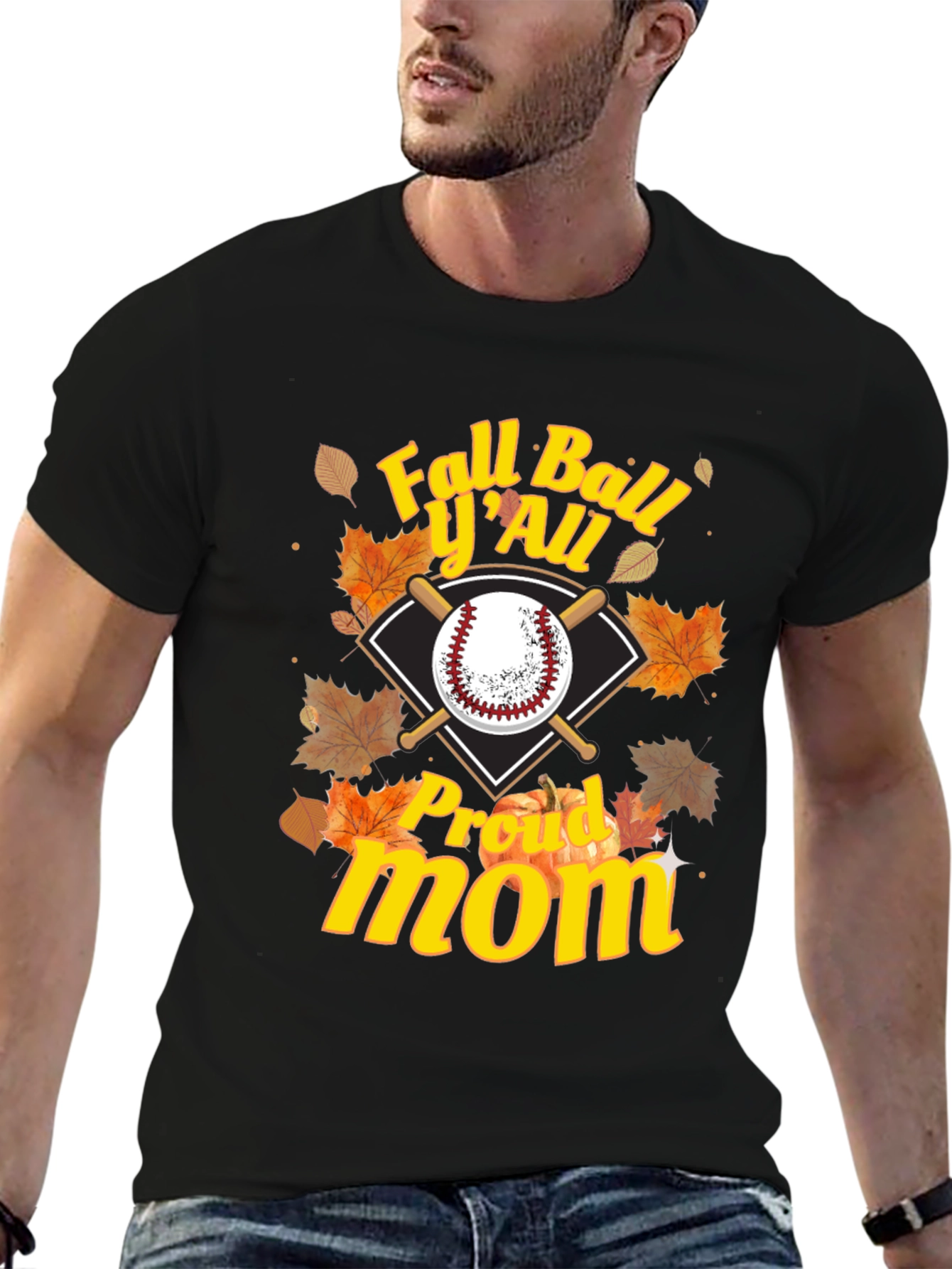 Fall Ball Yall Proud Mom Graphic Tee