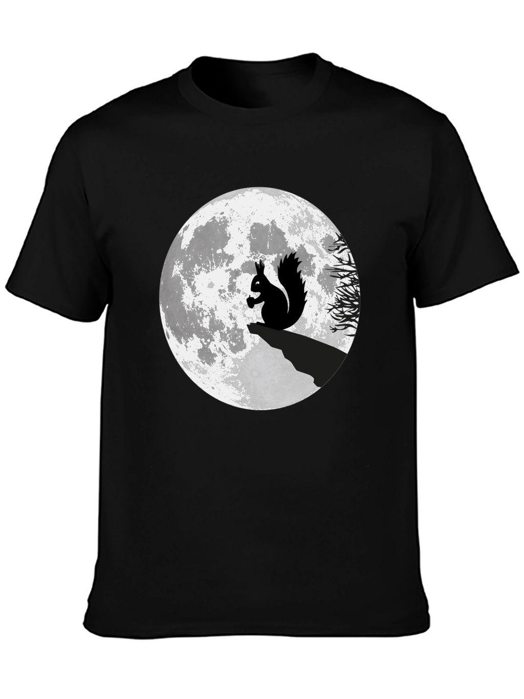 Squirrel Moon Graphic T-Shirt - Black