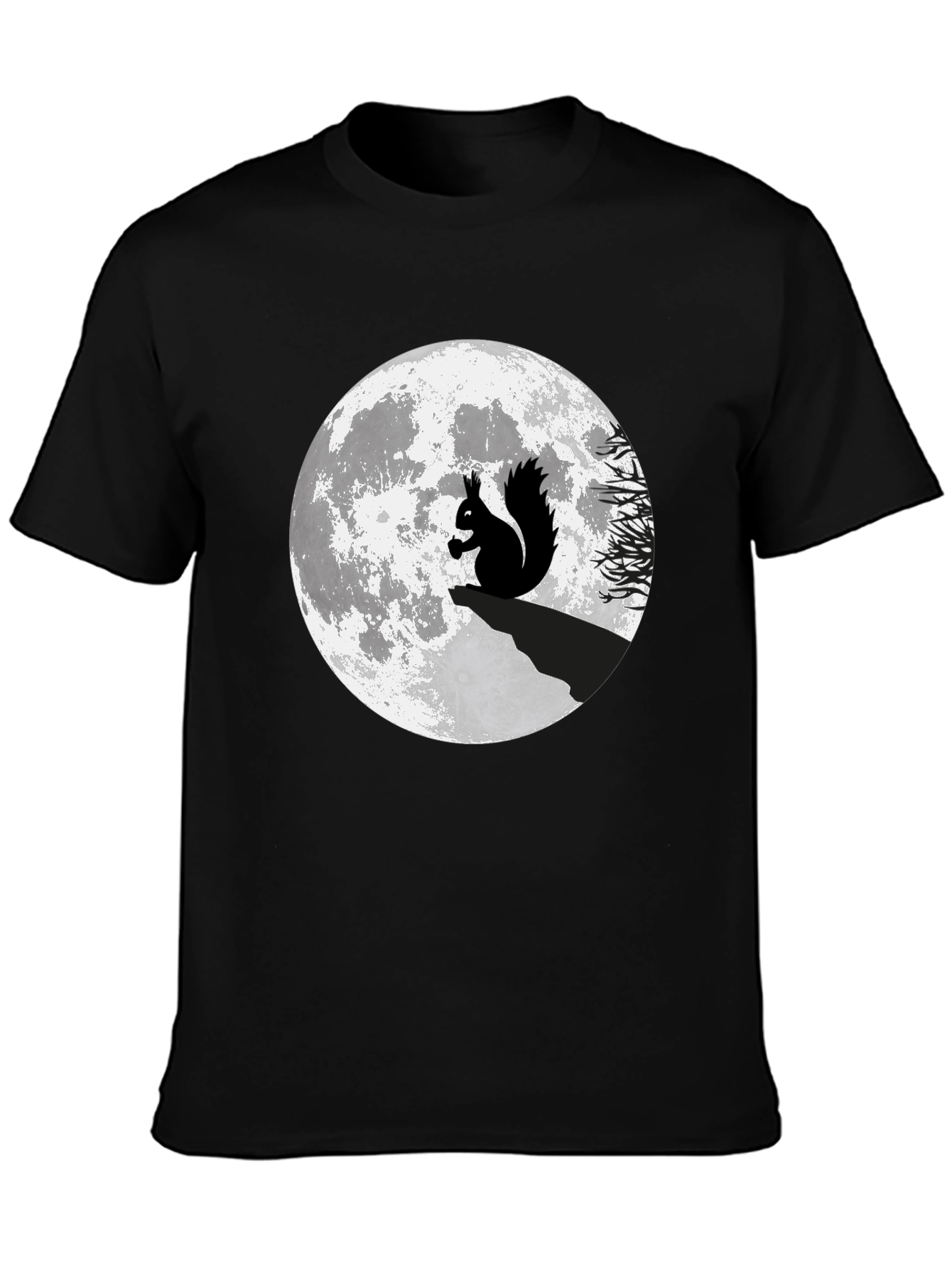 Squirrel Moon Graphic T-Shirt - Black