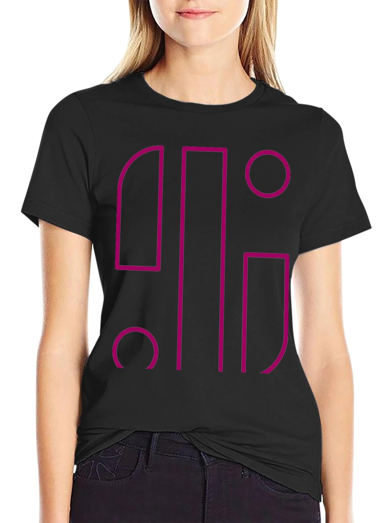 Abstract Geometric Graphic Black T-Shirt
