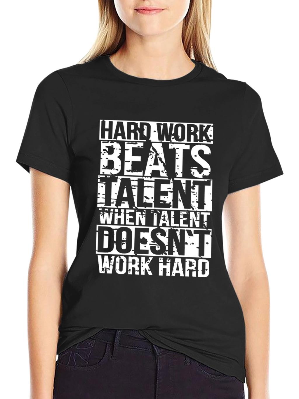 Hard Work Beats Talent Graphic Black T-Shirt