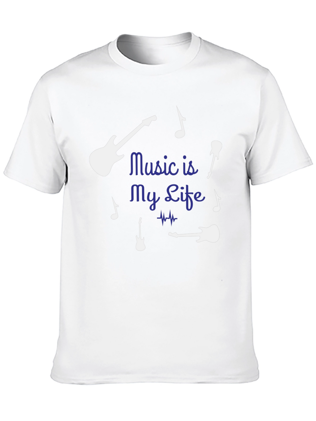 Music is My Life Guitar Graphic Tee - Black
