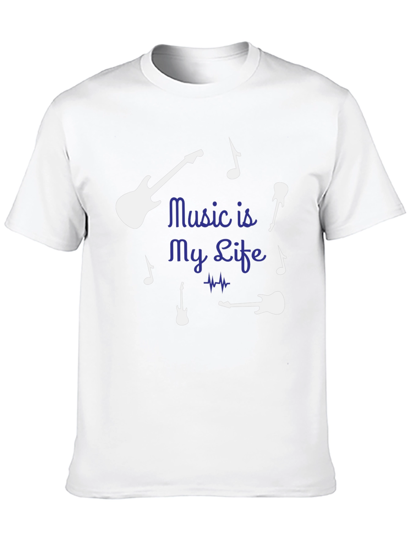 Music is My Life Guitar Graphic Tee - Black