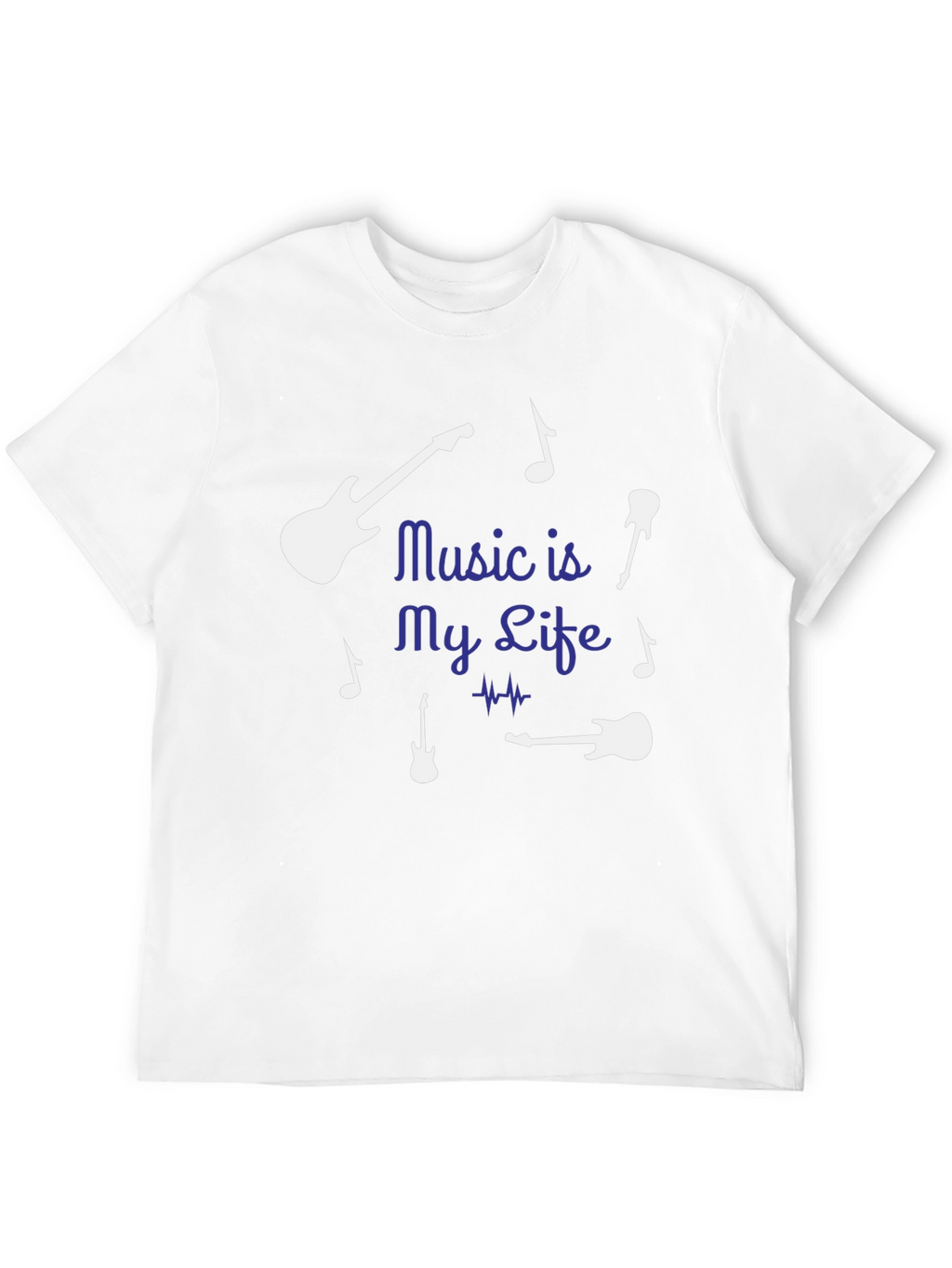 Music is My Life Guitar Graphic Tee - Black