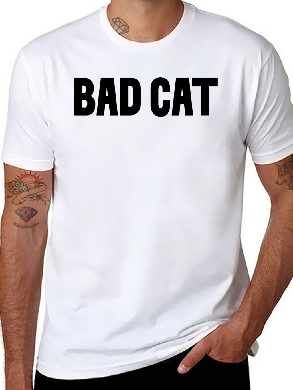 Bad Cat Graphic Tee - Black Cotton T-Shirt