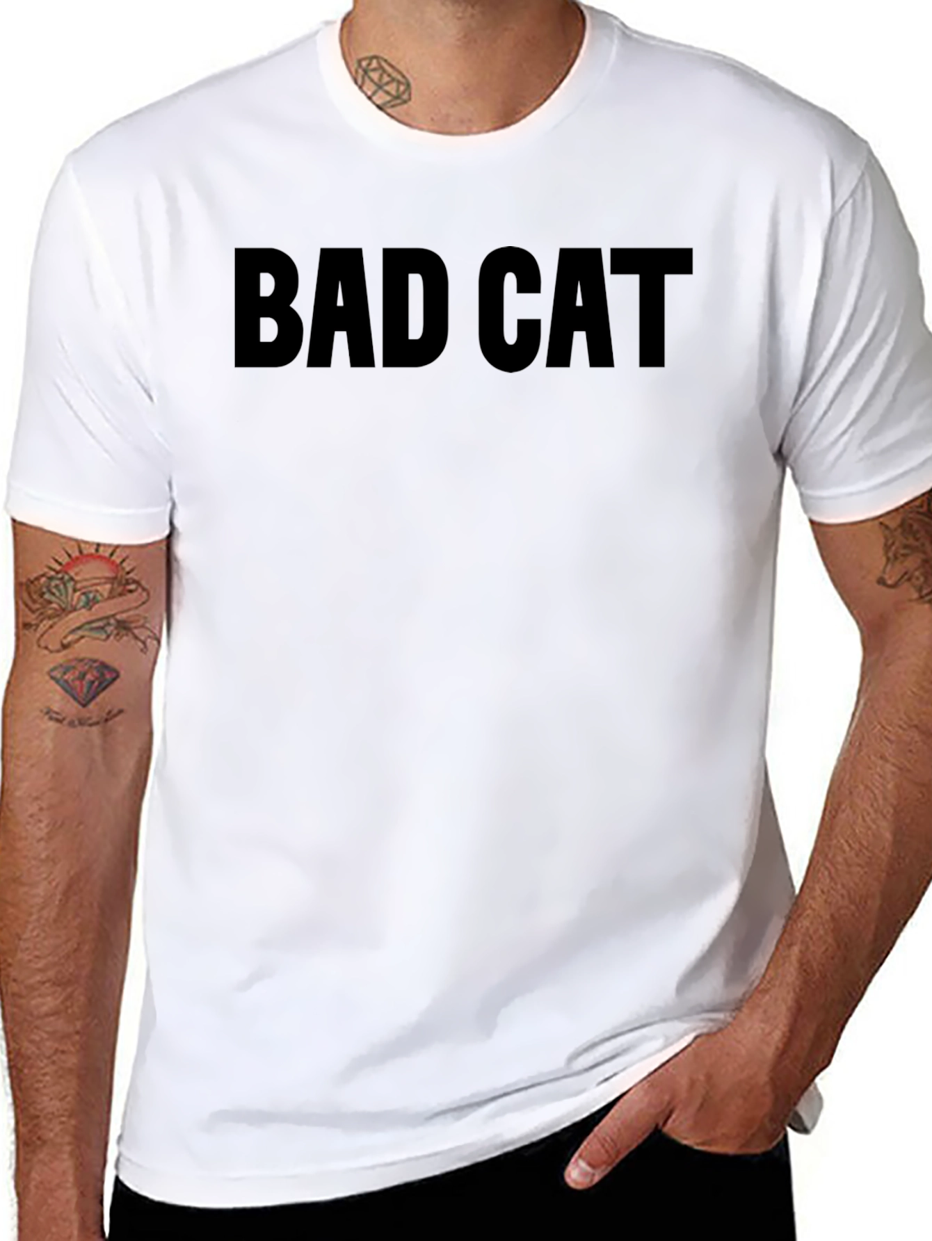 Bad Cat Graphic Tee - Black Cotton T-Shirt