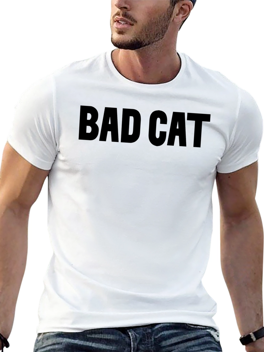 Bad Cat Graphic Tee - Black Cotton T-Shirt