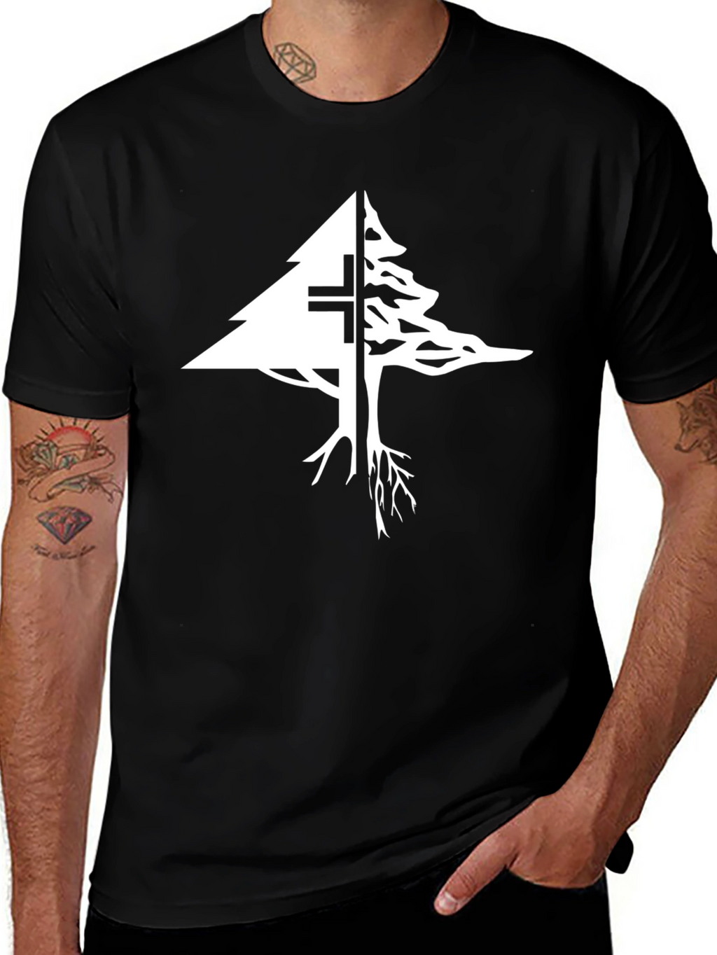 Lebanon Cedar Tree Cross Graphic T-Shirt