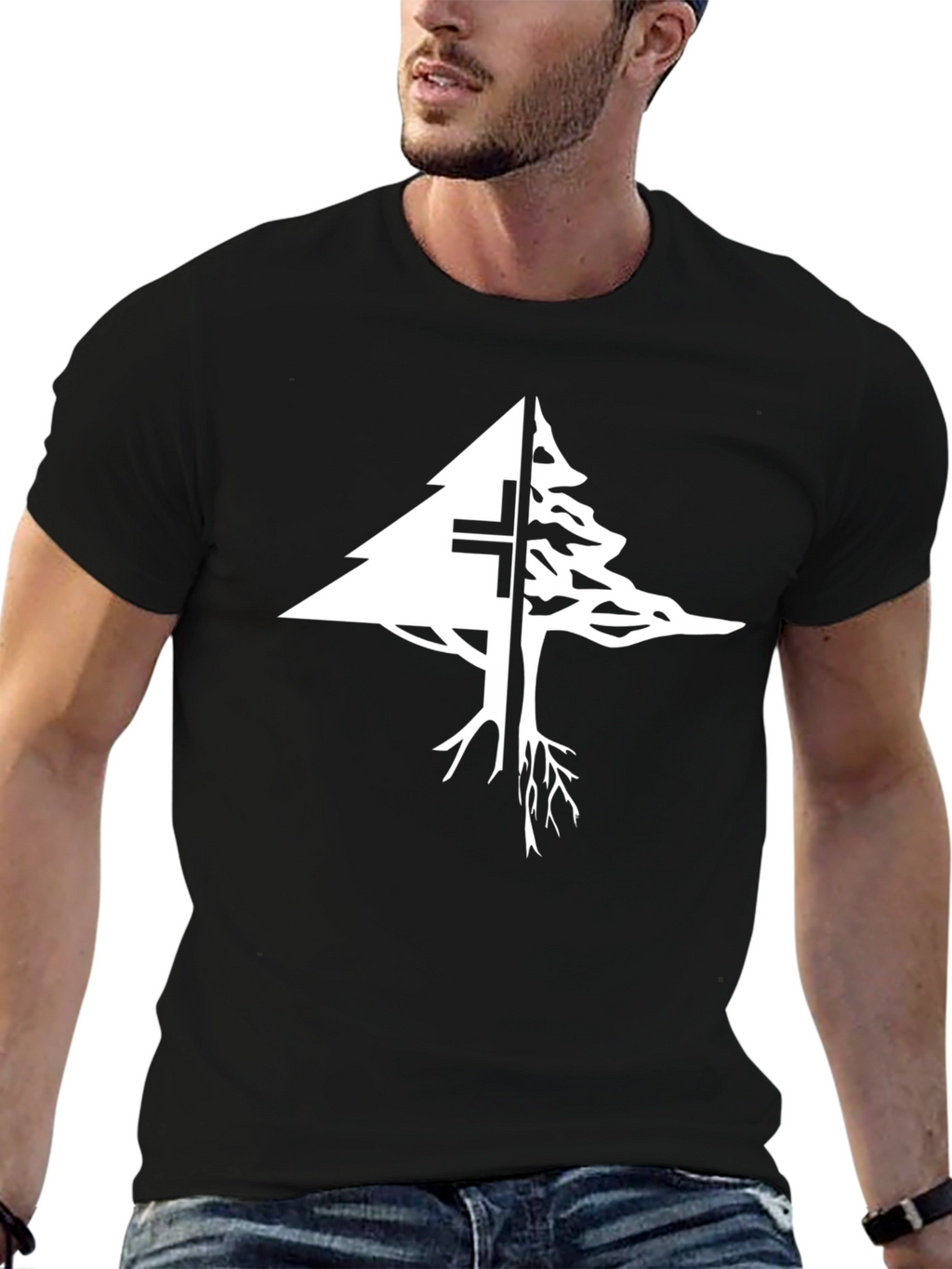 Lebanon Cedar Tree Cross Graphic T-Shirt