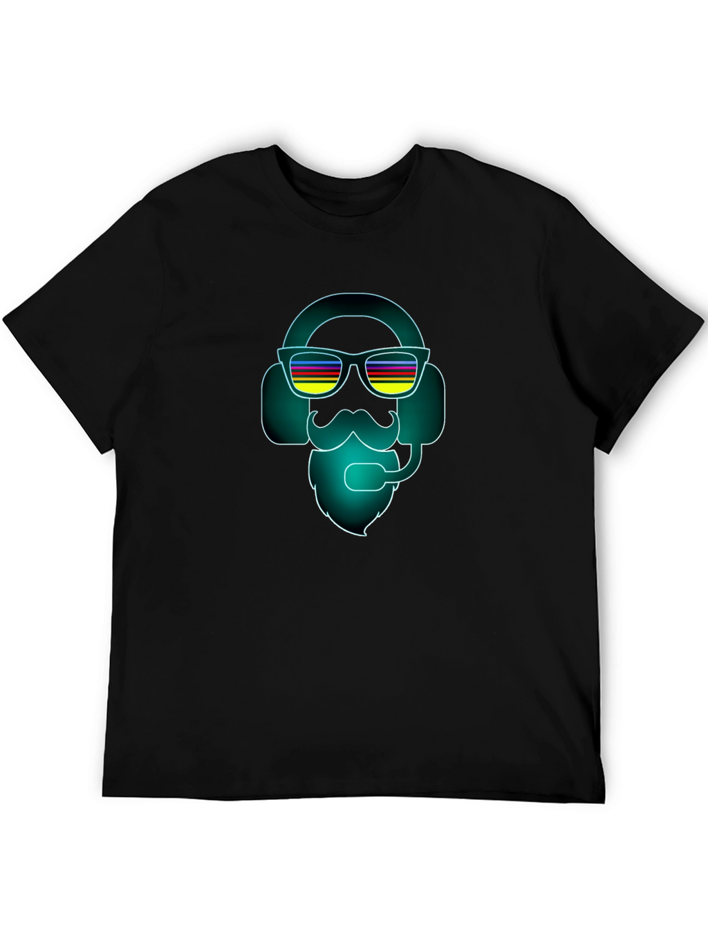 Neon DJ Bearded Man Graphic Tee